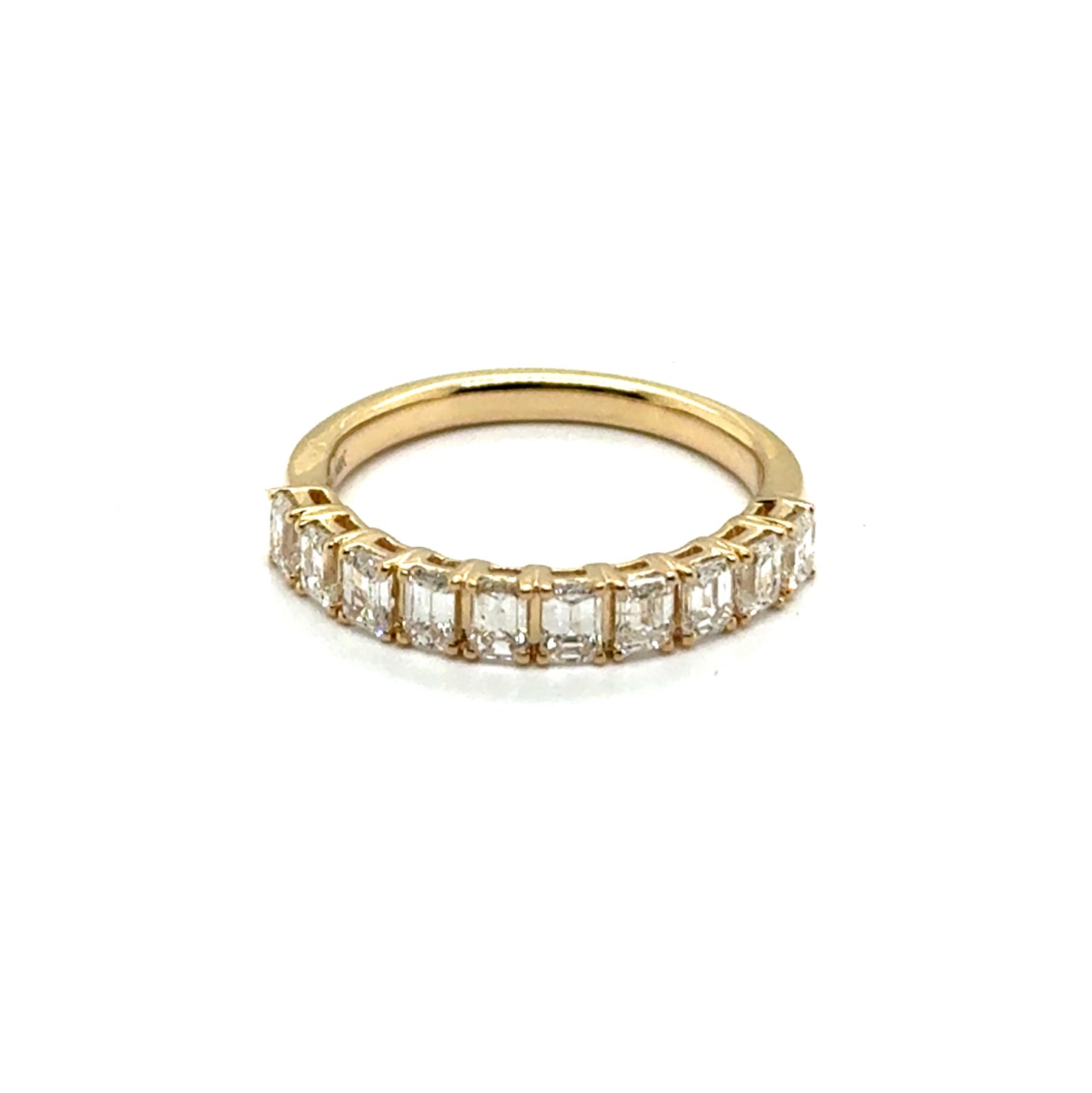 14Kt Yellow Gold Emerald Cut Diamond Stackable Band