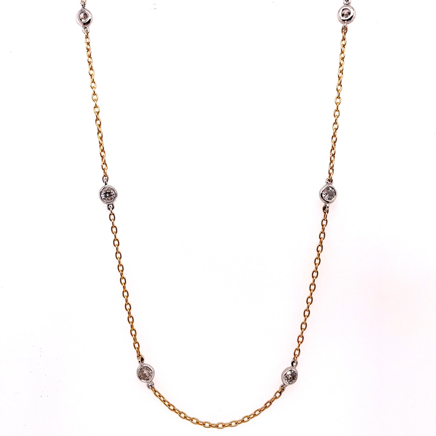 Two Tone White And Yellow Gold Diamonds By The Yard Necklace