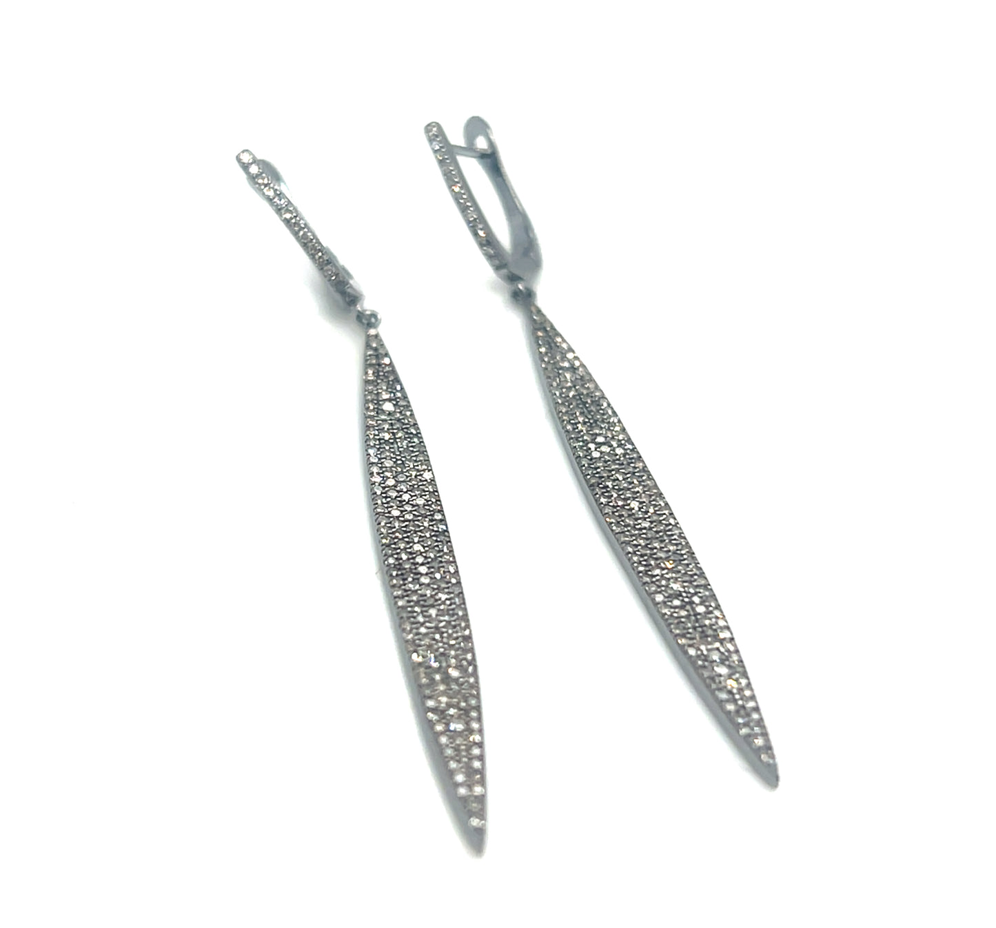 Oxidized Sterling Silver Diamond Dangle Earrings