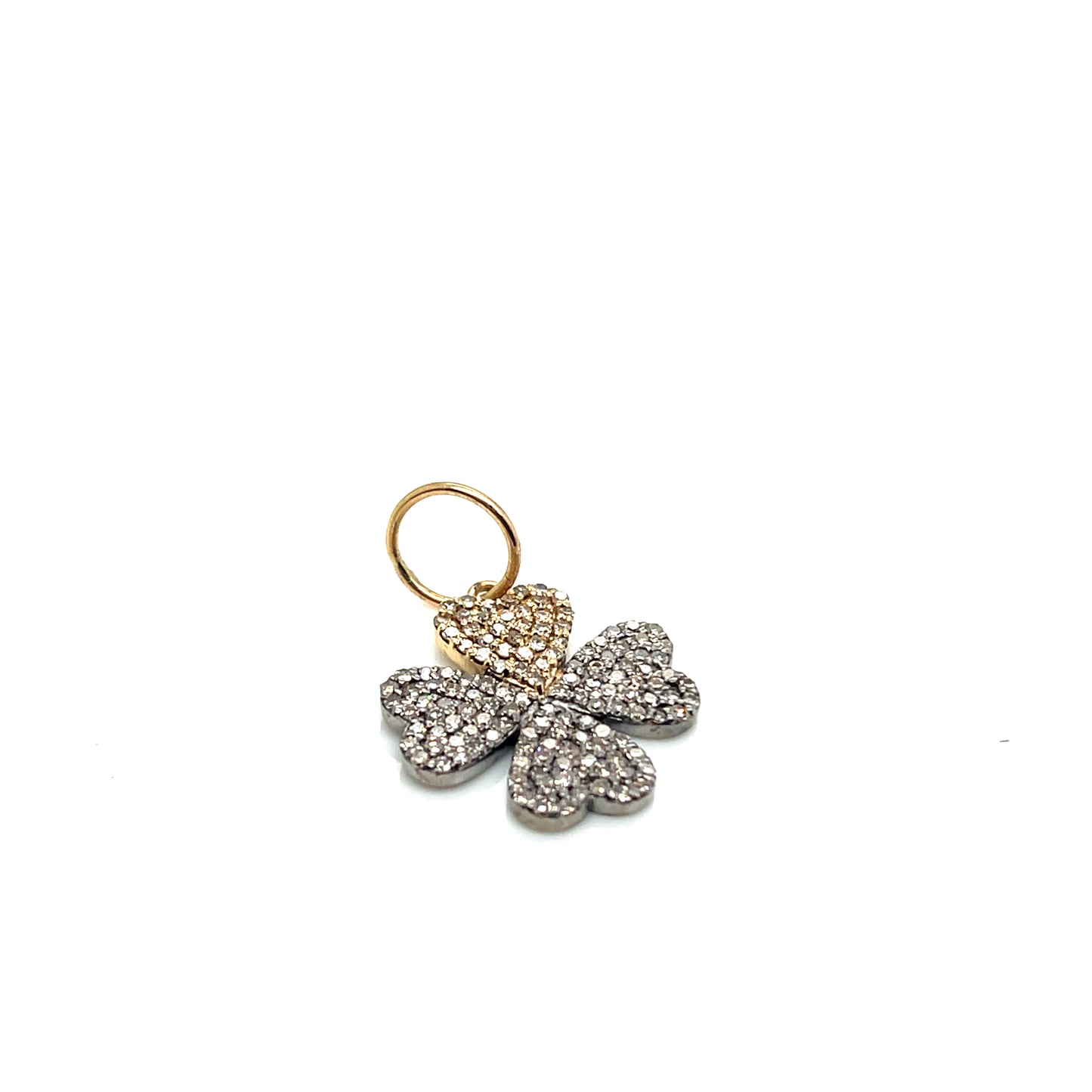Sterling Silver and 14Kt Yellow Gold Diamond Clover Charm