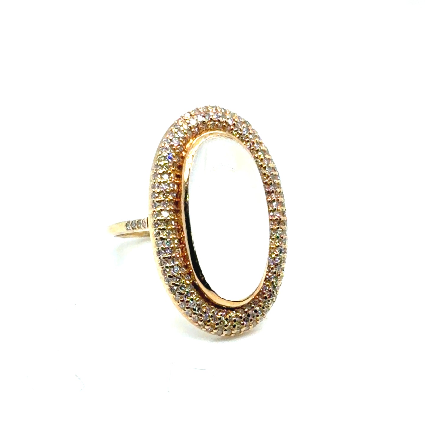 14Kt Yellow Gold Moonstone and Diamond Fashion Ring