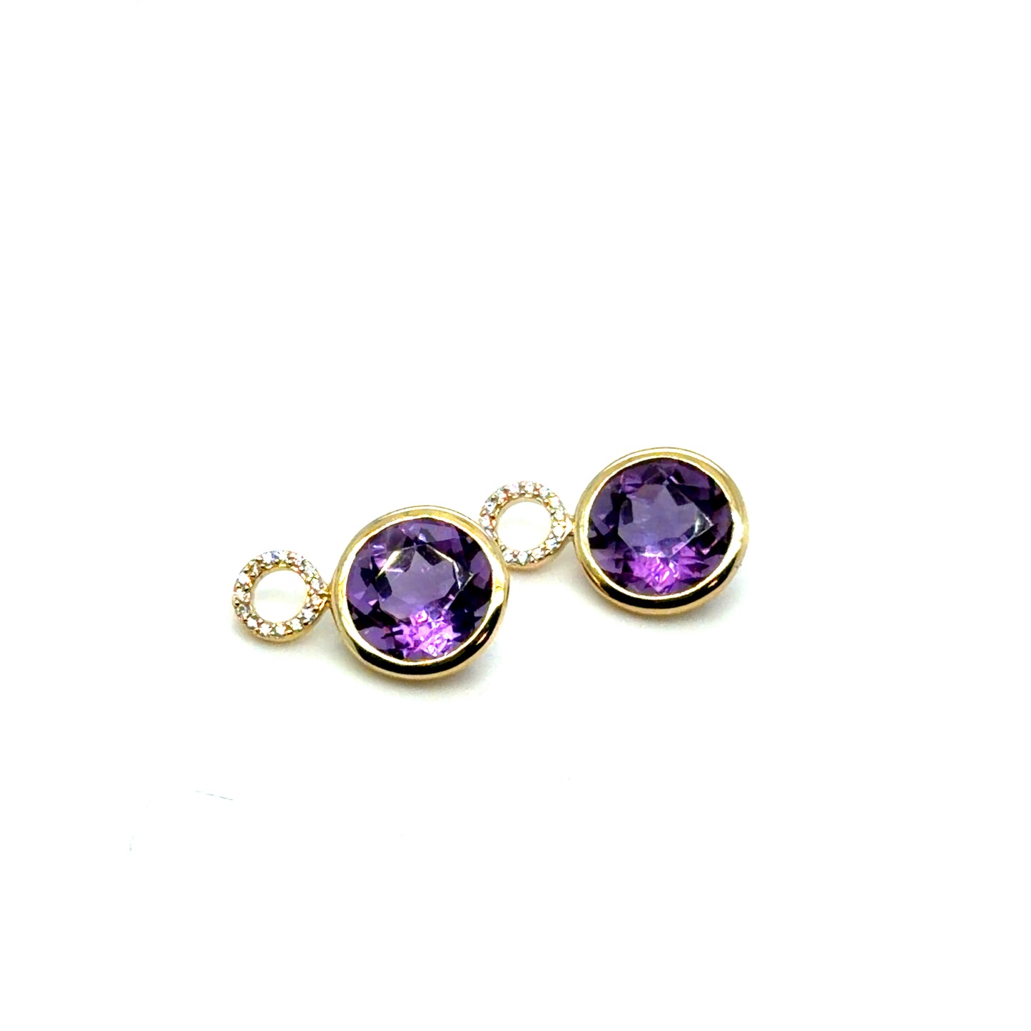 14Kt Yellow Gold Amethyst and Diamond Earring Jackets
