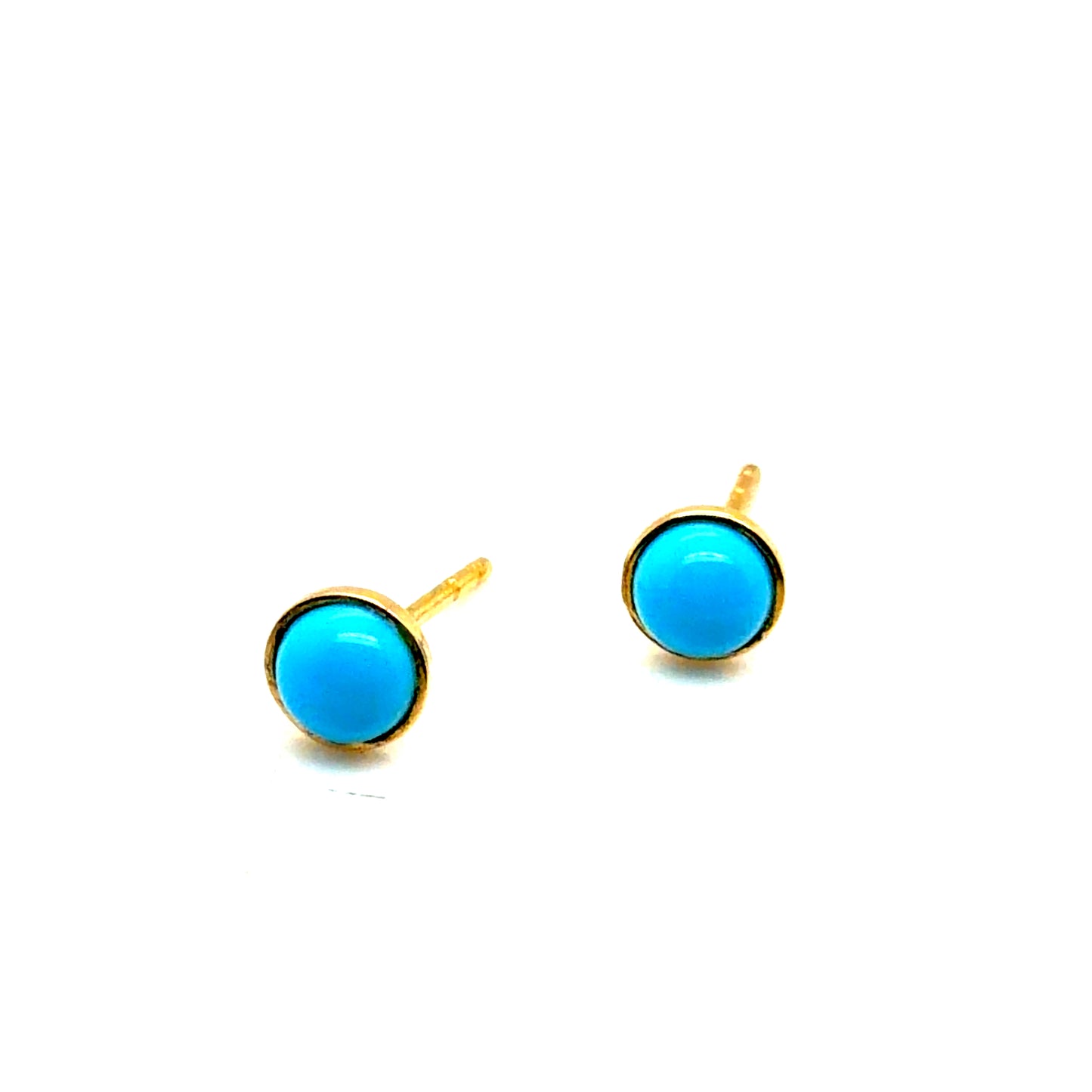 18Kt Yellow Gold Turquoise Stud Earrings