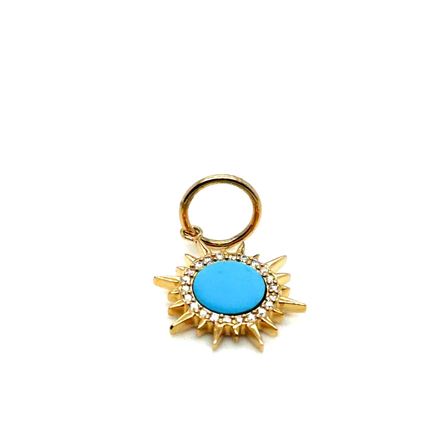 14Kt Yellow Gold Turquoise and Diamond Star Burst Charm/Pendant