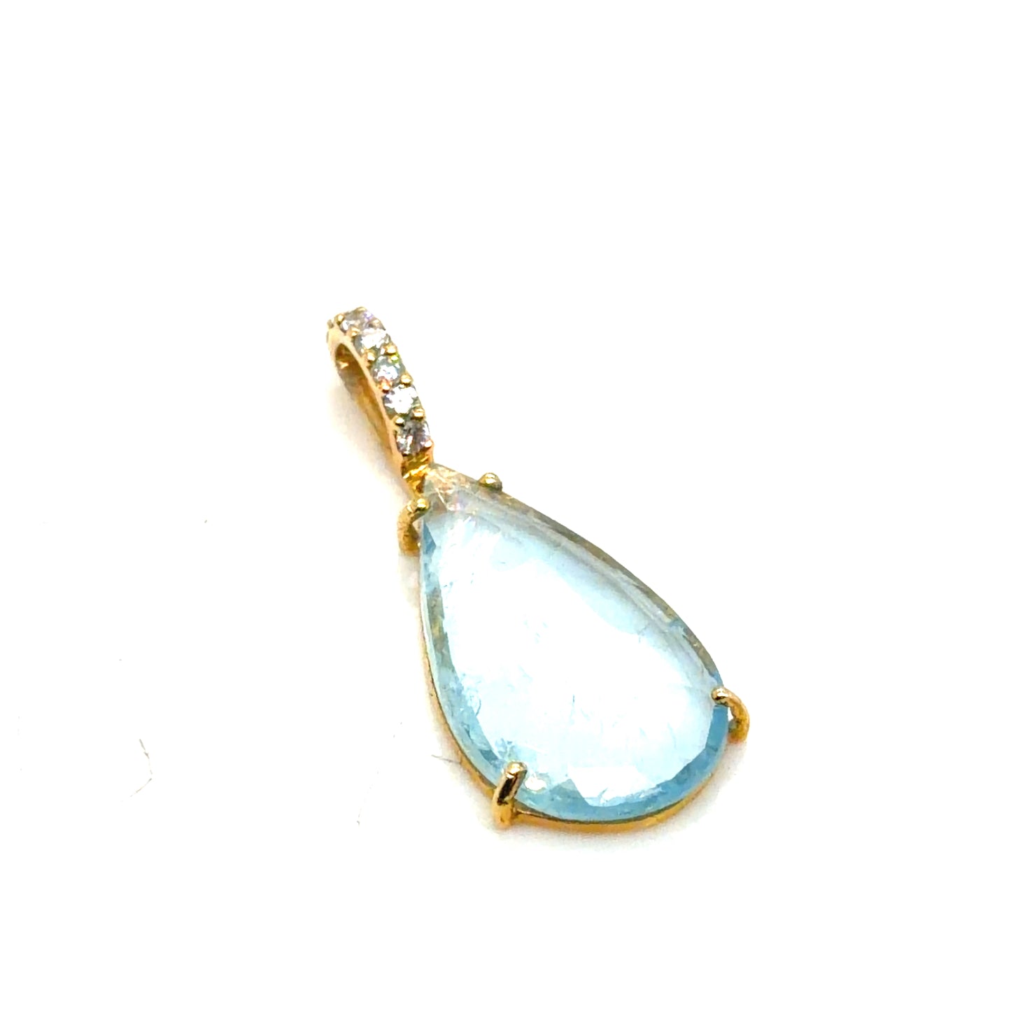 14Kt Yellow Gold Aquamarine and Diamond Pendant