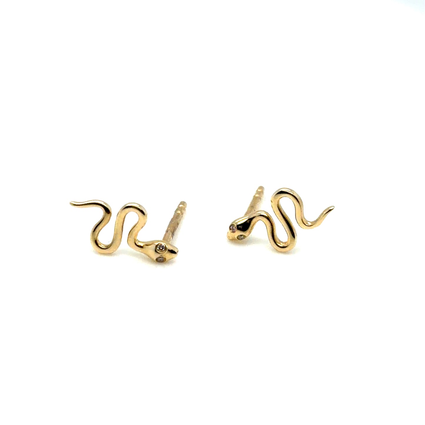 14Kt Yellow Gold Snake Stud Earrings
