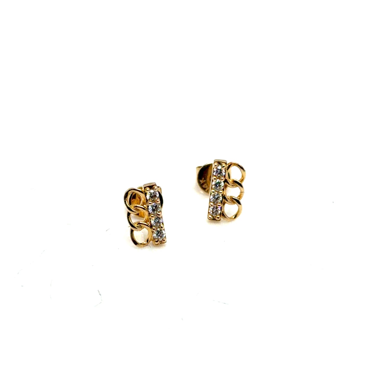 Chain and Diamond Stud Earrings