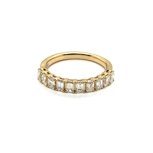 14Kt Yellow Gold Emerald Cut Diamond Stackable Band