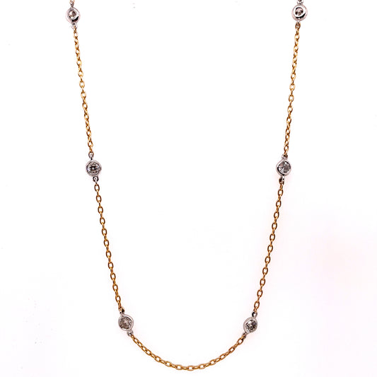 Two Tone White And Yellow Gold Diamonds By The Yard Necklace