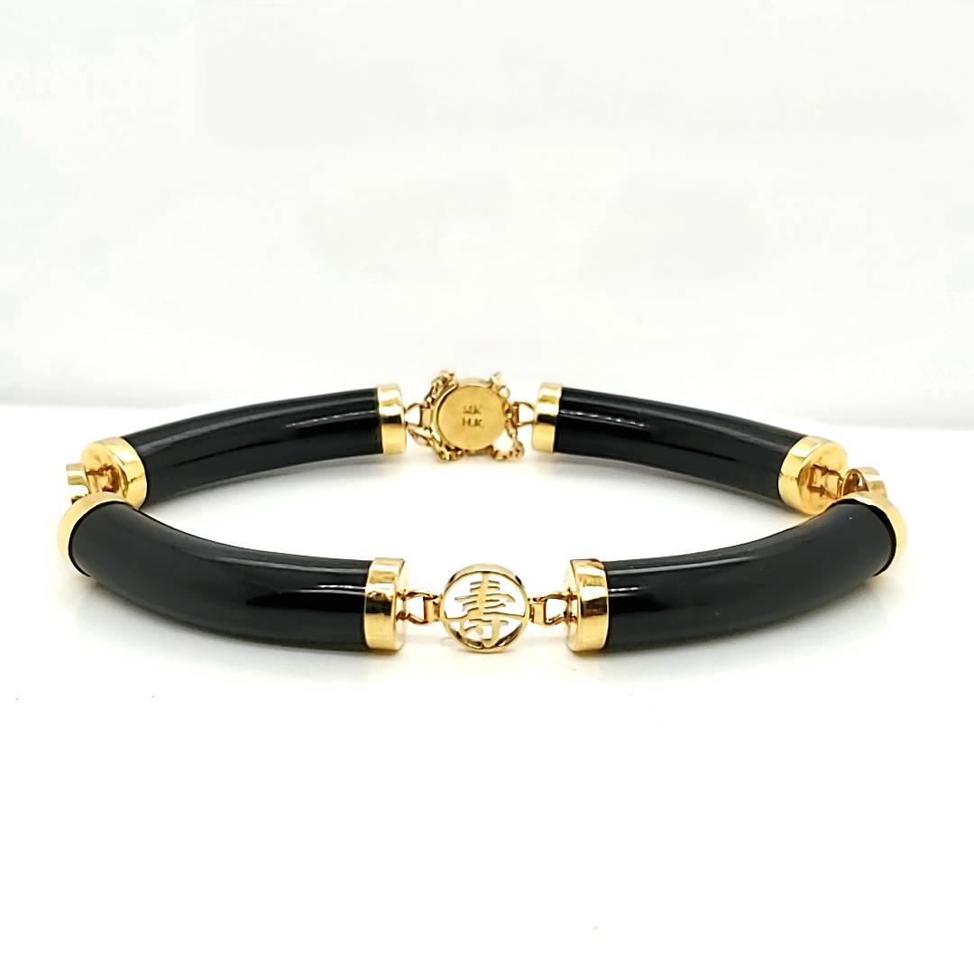 Yellow Gold Black Onyx Bracelet