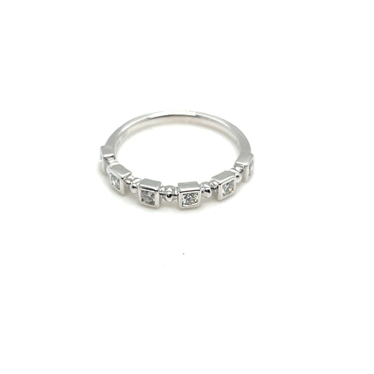 White Gold Square Bezel Set Diamond Band