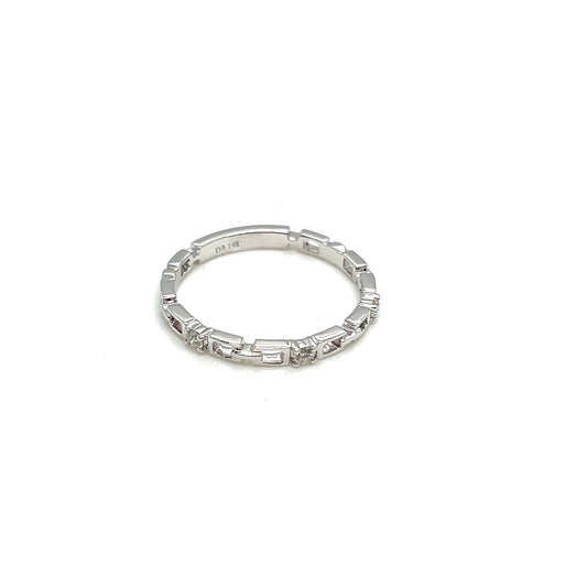 White Gold Diamond Rectangular Link Band