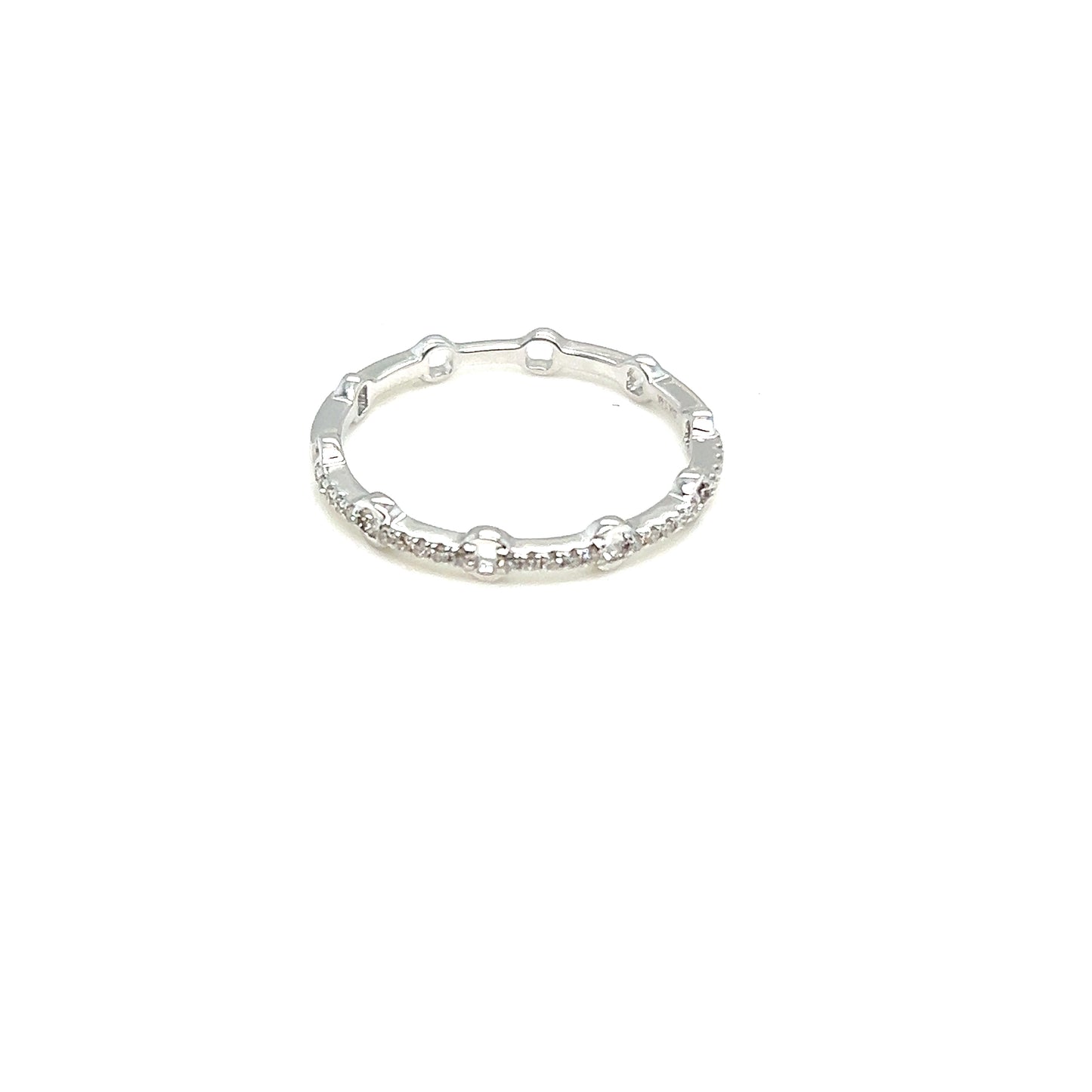 White Gold Diamond Square Link Style Band