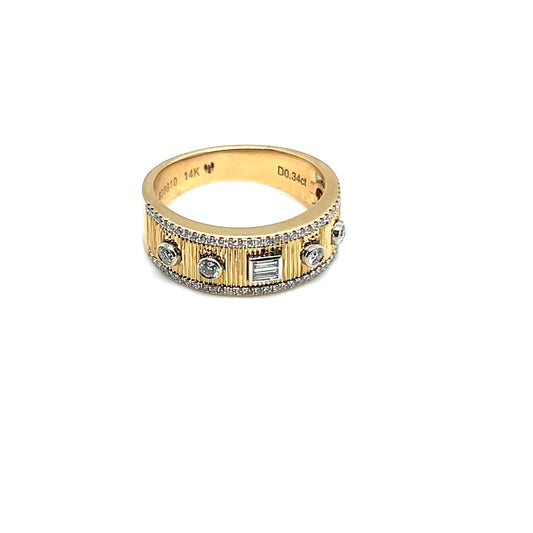 Baguette and Round Diamond Fashion Ring