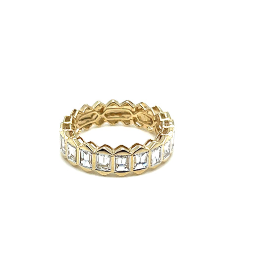 Baguette Geometric Shape Yellow Gold Diamond Band