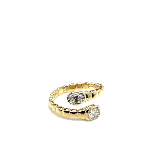 14Kt Yellow Gold Diamond Crossover Fashion Ring