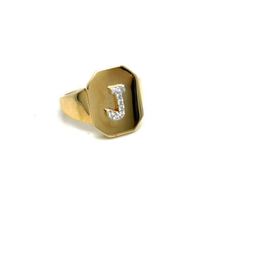 "J" Diamond Initial Ring