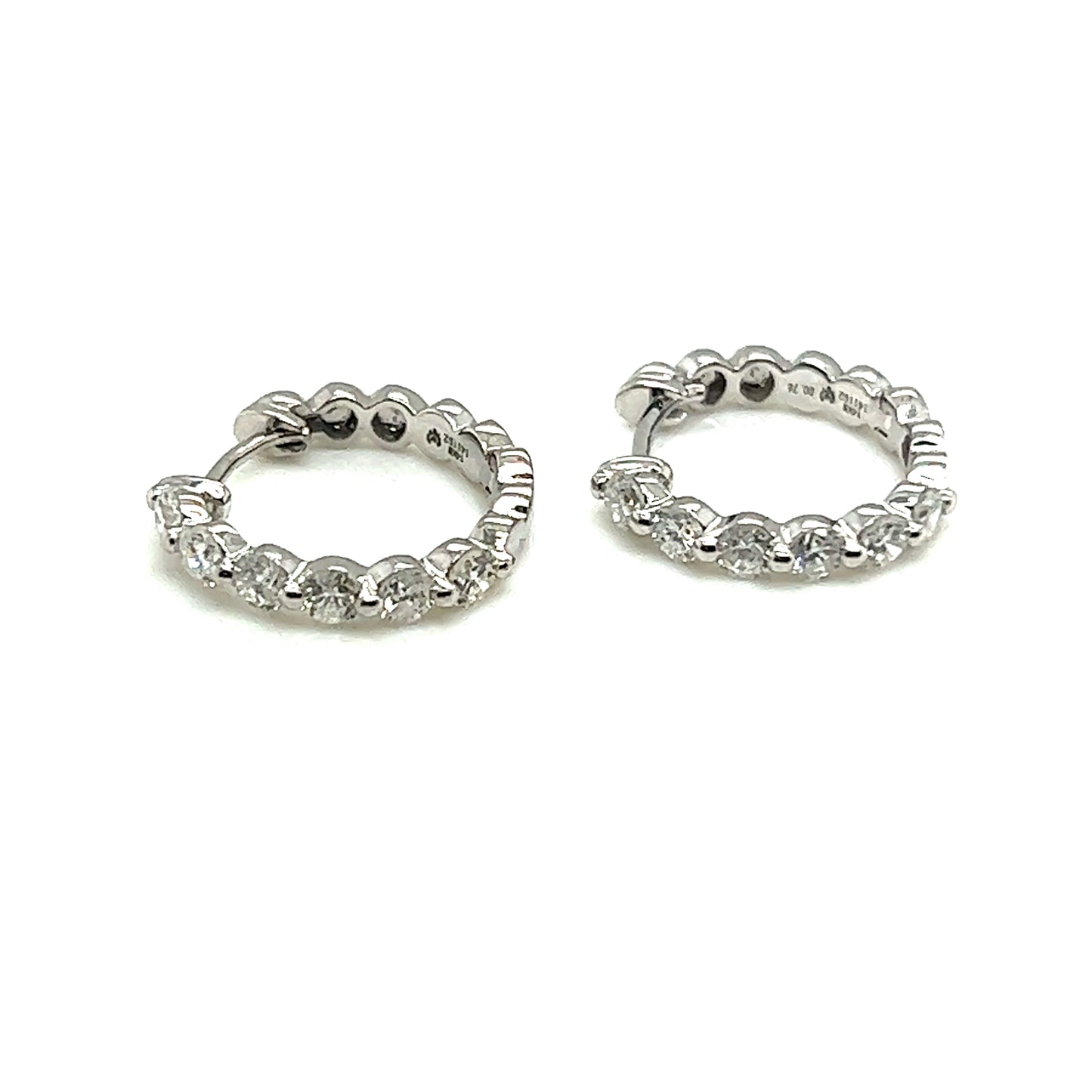 14Kt White Gold 14Mm Diamond Huggie Earrings