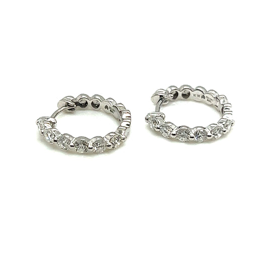 14Kt White Gold 14Mm Diamond Huggie Earrings