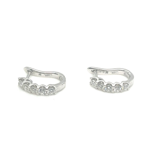 White Gold 16Mm Diamond Huggie Earrings
