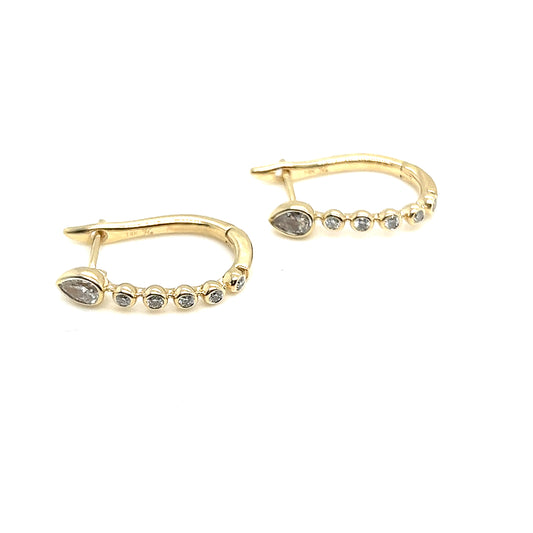 Yellow Gold Diamond Huggie Earrings