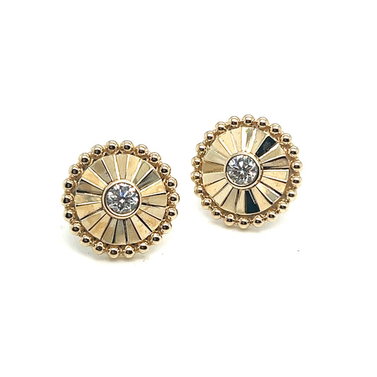 14 Kt Yellow Gold and Diamond Stud Style Earrings