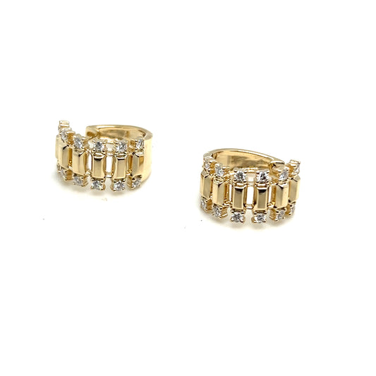 Yellow Gold and Diamond Hoop Earrings