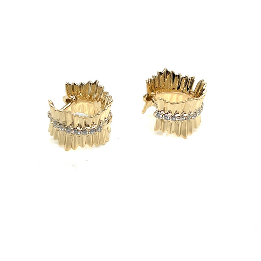 Yellow Gold and Diamond Huggies