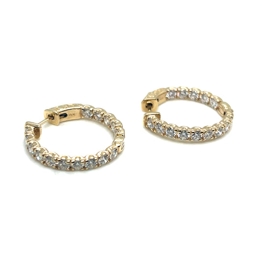 Yellow Gold Diamond Inside/Out Hoop Earrings