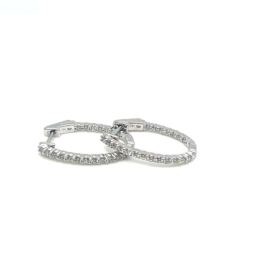 White Gold Diamond Oval Shaped Hoop Earrings