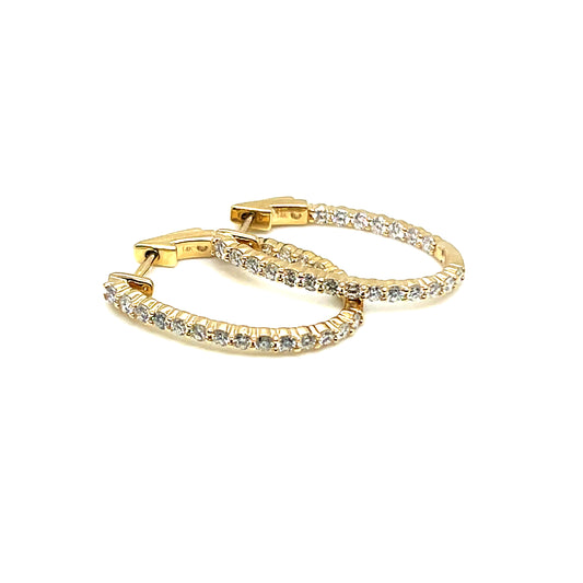 Yellow Gold Diamond Oval Shaped Earrings