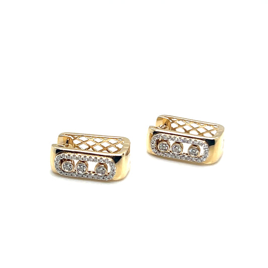 Diamond Fashion Hoop Earrings with Sliding Diamonds