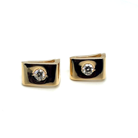 14Kt Yellow Gold Diamond Fashion Huggie Earrings