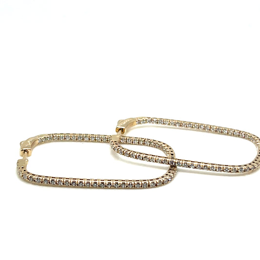 Yellow Gold Flexible Diamond Inside/Out Hoop Earrings