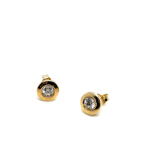 Bezel Diamond Stud Earrings
