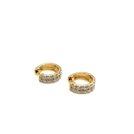 14Kt Yellow Gold Diamond Huggie Earrings