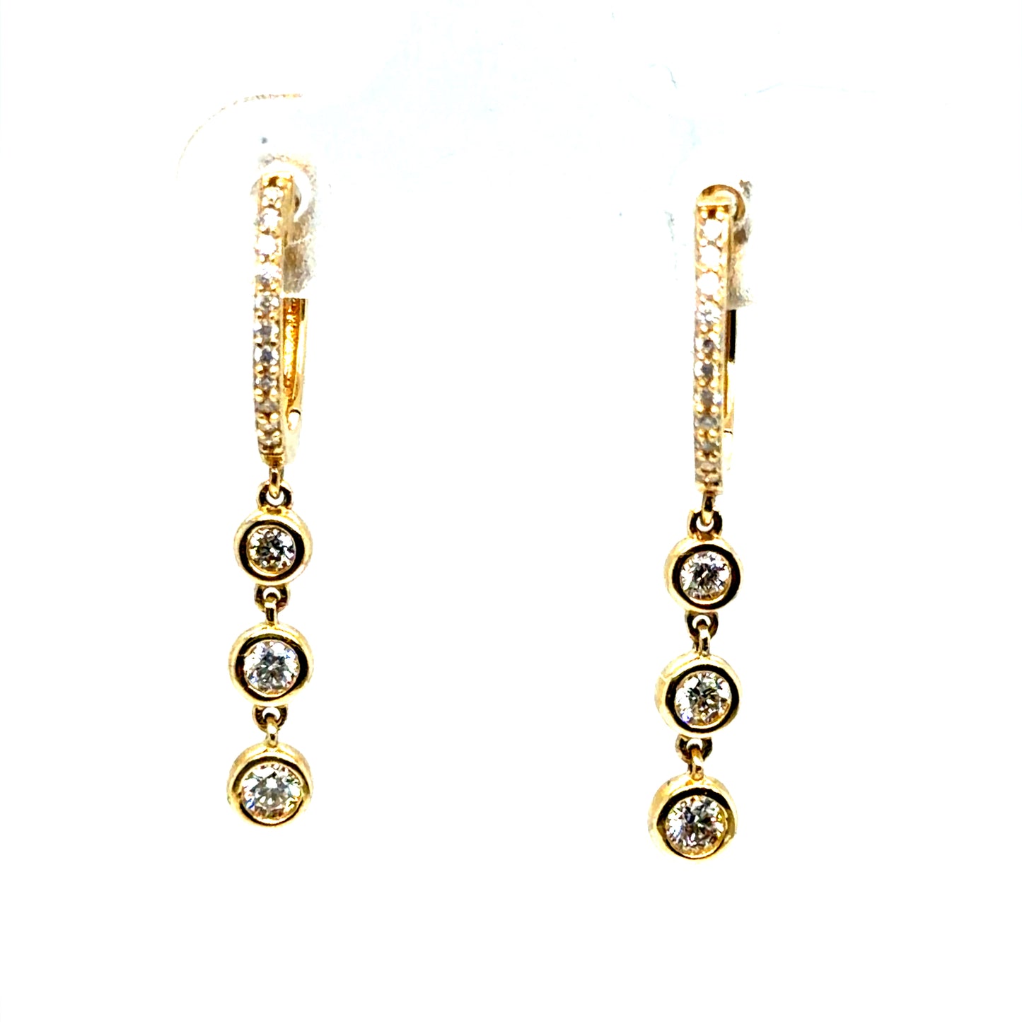 14Kt Yellow Gold Diamond Dangle Earrings
