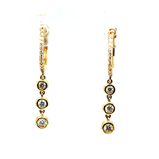 14Kt Yellow Gold Diamond Dangle Earrings