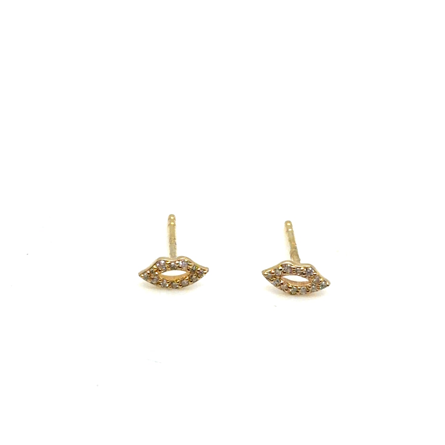 14Kt Yellow Gold Diamond Lip Stud Earrings