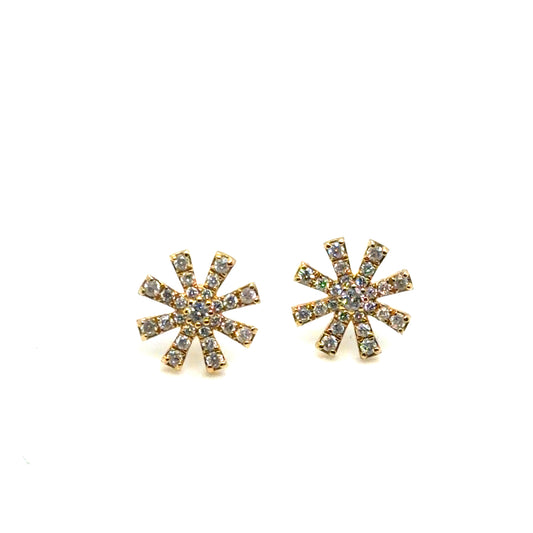 18Kt Yellow Gold Diamond Fashion Stud Earrings