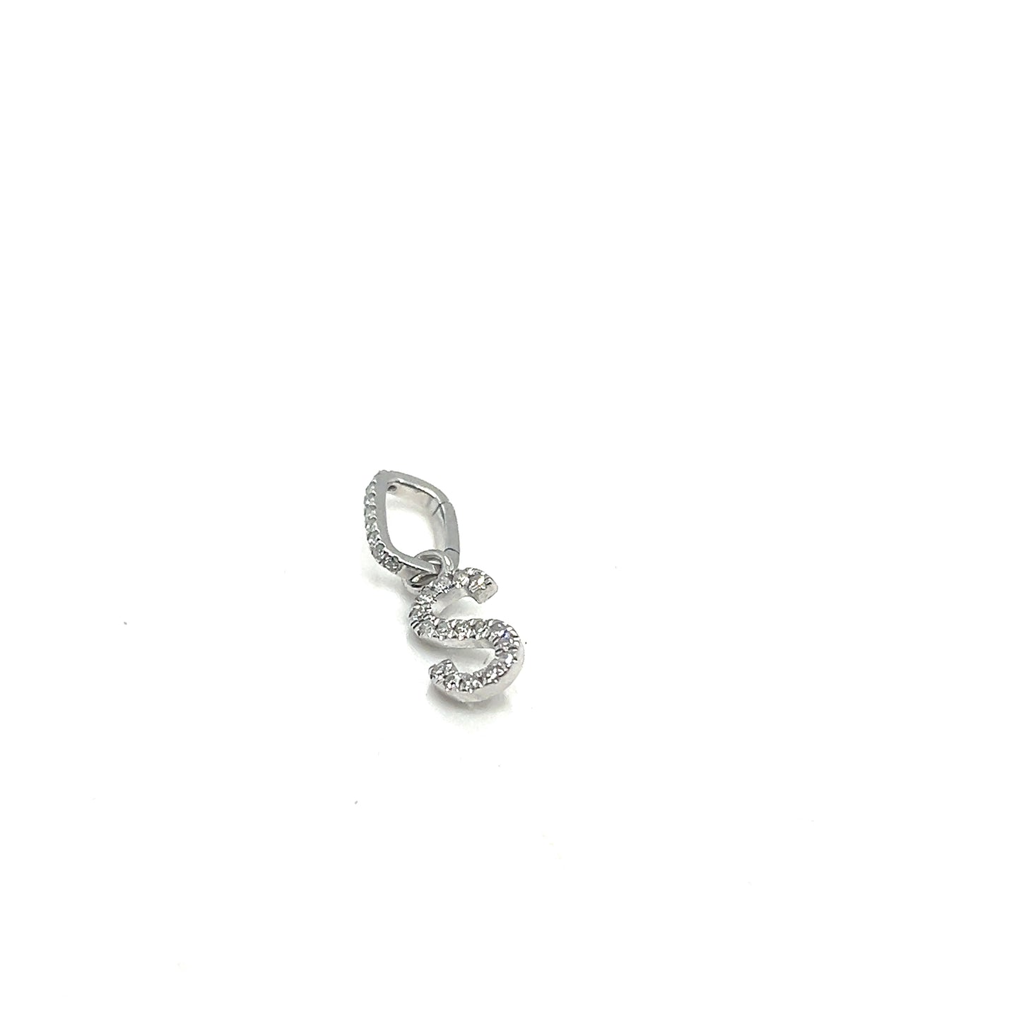 White Gold "S" Initial Charm