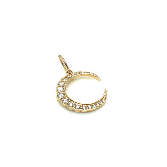 14Kt Yellow Gold Diamond Crescent Charm