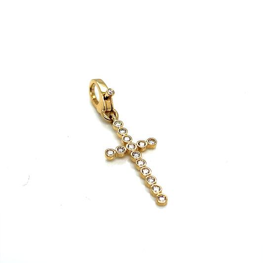 14Kt Yellow Gold Bezel Set Diamond Cross Pendant