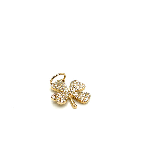 14Kt Yellow Gold Diamond Clover Charm