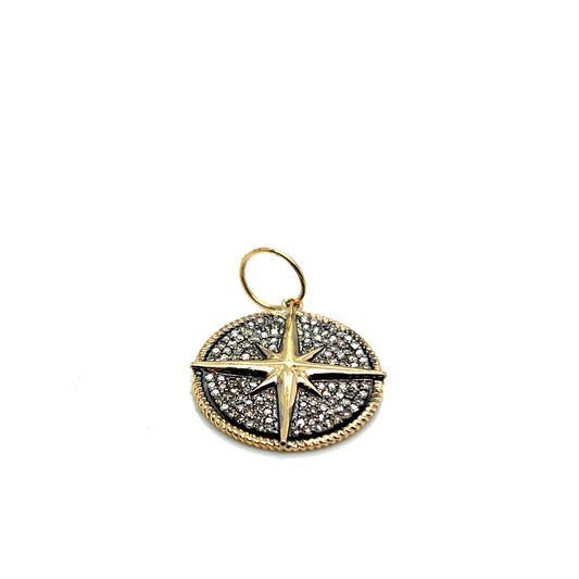 Sterling Silver and 14Kt Yellow Gold Diamond Starburst Pendant/Charm