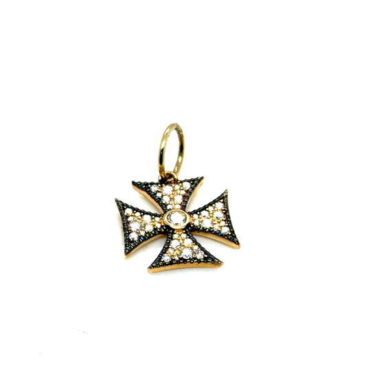 14Kt Yellow Gold Diamond Cross Pendant