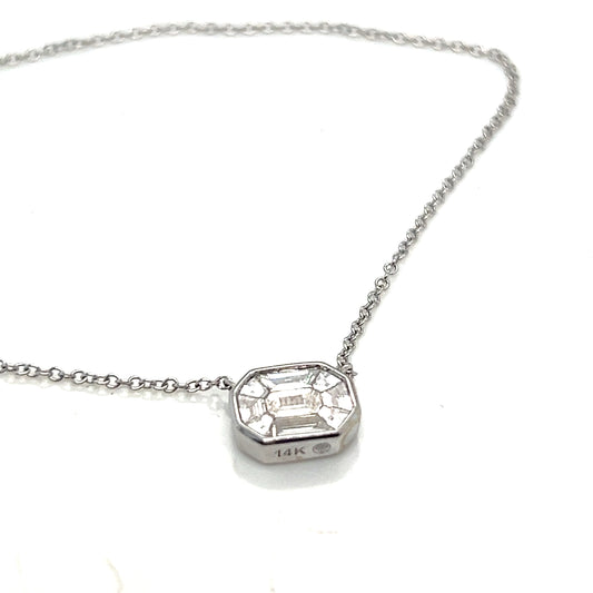 White Gold Pie Cut Diamond Necklace