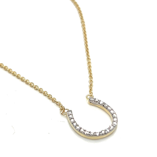 14Kt Yellow Gold Diamond Horseshoe Pendant