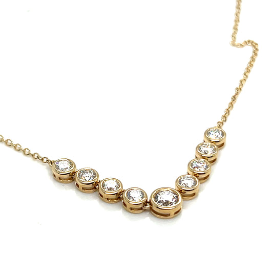 Yellow Gold Bezel Diamond Graduated Necklace