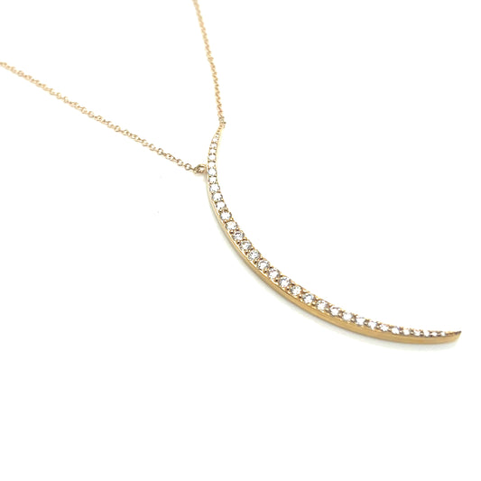 14Kt Yellow Gold Diamond Crescent Moon Necklace